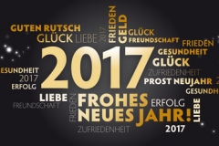 2017 Neujahrsgruss schwarz und gold - Wünsche auf deutsch